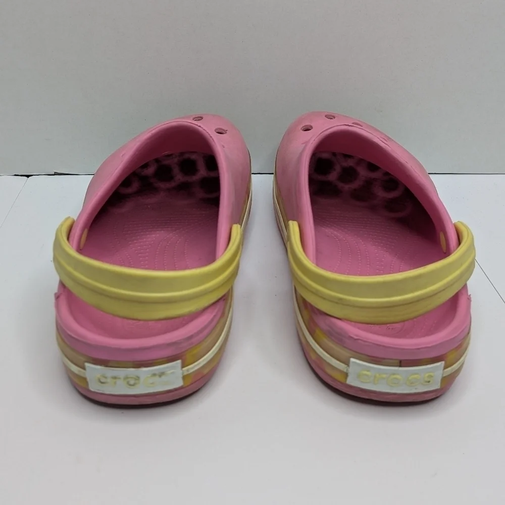 Crocs Pink Yellow Flower Water Shoe Sandal 3Y Youth